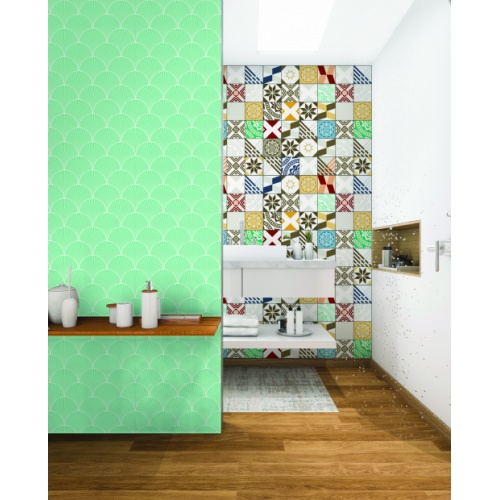 Habillage baignoire DECOFAST Polygon Bleu - Retour 900x600 mm ambiance vintage Habillage baignoire DECOFAST Polygon Bleu - Retour 900x600 mm ambiance vintage