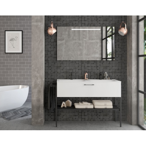 Meuble double vasques FABRIK 134 cm Opale Blanc Meuble double vasques FABRIK 134 cm Opale Blanc