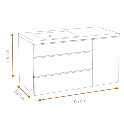 Meuble simple vasque MYTHIC 105 cm Cottage Noyer MYTHIC Schéma technique Meuble simple vasque MYTHIC 105 cm Cottage Noyer MYTHIC Schéma technique