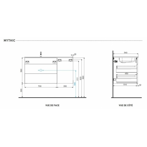 Meuble simple vasque MYTHIC 105 cm Cottage Noyer Schéma Technique MYTHIC Meuble simple vasque MYTHIC 105 cm Cottage Noyer Schéma Technique MYTHIC
