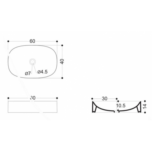 Vasque en céramique WILD Rectangle 60 Blanc Vasque WILD Rectangle WWL3081 Schéma Vasque en céramique WILD Rectangle 60 Blanc Vasque WILD Rectangle WWL3081 Schéma