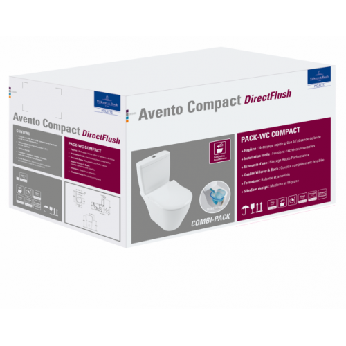Pack WC à poser AVENTO sans bride - Sortie Horizontale* WC à poser AVENTO 5641 Q7 Combipack Pack WC à poser AVENTO sans bride - Sortie Horizontale* WC à poser AVENTO 5641 Q7 Combipack