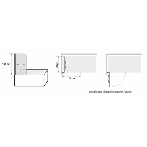 Pare-bain relevable et pivotant AQUALIFT - 80x140 cm Aqualift - Schéma Pare-bain relevable et pivotant AQUALIFT - 80x140 cm Aqualift - Schéma