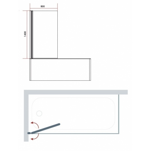 Pare-baignoire NPB1 pivotant 1 volet - Profilé Argent brillant satine** NPB1 cote Pare-baignoire NPB1 pivotant 1 volet - Profilé Argent brillant satine** NPB1 cote