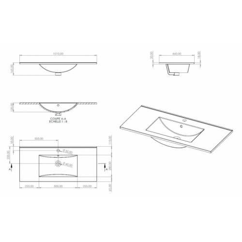 Meuble NEPTUNE Héritage Chêne 100 cm - SANS miroir LAVA 100 cm Schéma Meuble NEPTUNE Héritage Chêne 100 cm - SANS miroir LAVA 100 cm Schéma