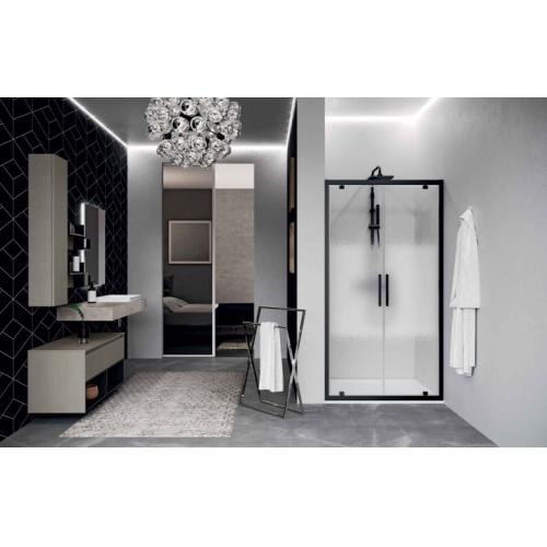 Paroi 2 portes battantes KUADRA 2.0 2B - Sérigraphie Rose - Profilé Noir - 80cm KUADRA 2 0 2B Paroi 2 portes battantes KUADRA 2.0 2B - Sérigraphie Rose - Profilé Noir - 80cm KUADRA 2 0 2B