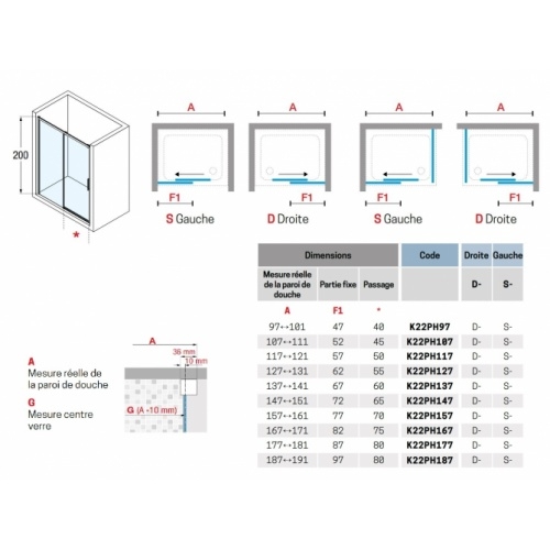 Paroi 1 porte coulissante KUADRA 2.0 2PH - Noir - Verre Transparent - Gauche - 100cm KUADRA 2 0 2PH Schéma Paroi 1 porte coulissante KUADRA 2.0 2PH - Noir - Verre Transparent - Gauche - 100cm KUADRA 2 0 2PH Schéma