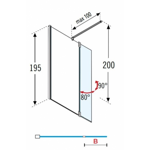 Volet pivotant GIADA HFA 37 cm - Transparent - Chromé Volet pivotant GIADA HFA Schéma
