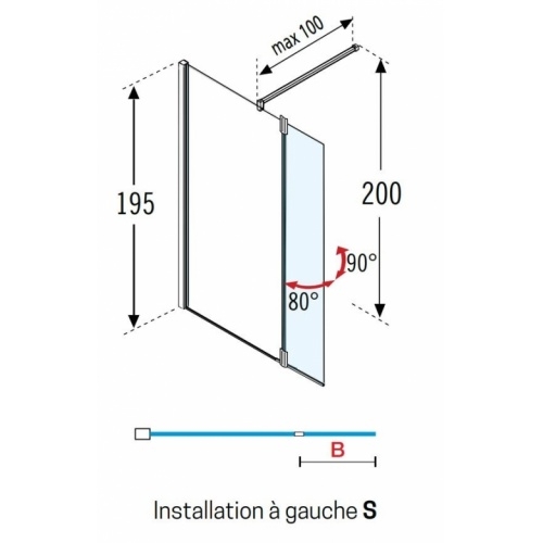 Volet pivotant GIADA HFA 37 cm - Bande Satin - Chromé - Installation à Gauche Volet Pivotant GIADA Gauche Volet pivotant GIADA HFA 37 cm - Bande Satin - Chromé - Installation à Gauche Volet Pivotant GIADA Gauche