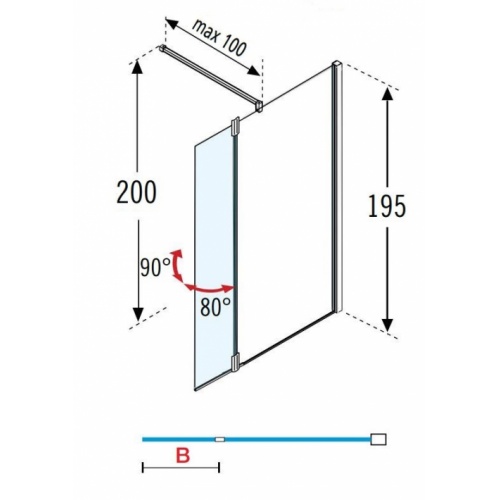 Volet pivotant GIADA HFA 37 cm - Bande Satin - Chromé - Installation à Droite Volet Pivotant GIADA Droite
