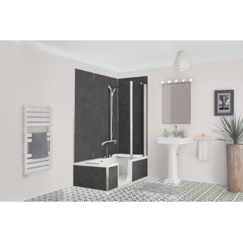 Combiné Bain/Douche DUO adapté PMR et Séniors, 170x75 cm - Tête à Gauche Baignoire DUO en angle Gauche Combiné Bain/Douche DUO adapté PMR et Séniors, 170x75 cm - Tête à Gauche Baignoire DUO en angle Gauche
