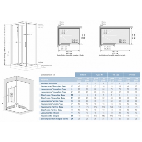 Cabine de douche BROOKLYN FACTORY 120x90 cm Brooklyn FACTORY rectangulaire Cabine de douche BROOKLYN FACTORY 120x90 cm Brooklyn FACTORY rectangulaire