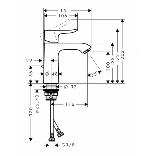 Mitigeur de lavabo METRIS 110 Eco CH3 CoolStart** 31121000 Schéma Mitigeur de lavabo METRIS 110 Eco CH3 CoolStart** 31121000 Schéma