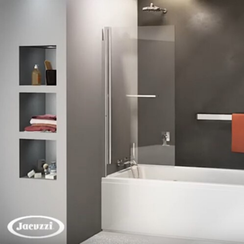 Pare-bain ILOA 1 volet pivotant et relevable - Argent brillant satiné - L80 cm jacuzzi_-_epure Pare-bain ILOA 1 volet pivotant et relevable - Argent brillant satiné - L80 cm jacuzzi_-_epure