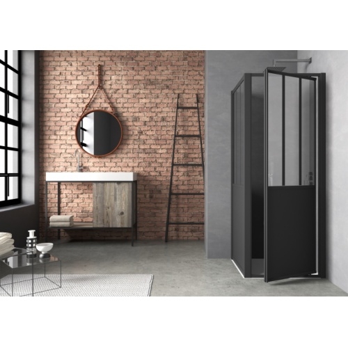 Porte de douche pivotante LOFT Steel 80 cm - Version Droite LOFT Steel porte pivotant angle VD Porte de douche pivotante LOFT Steel 80 cm - Version Droite LOFT Steel porte pivotant angle VD