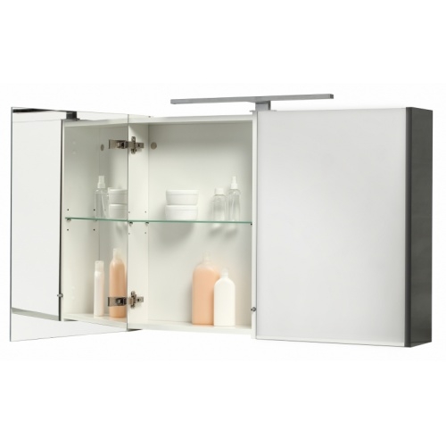 Meuble simple vasque 90 cm RIVAGE Cottage Jura Armoire de toilette DECO 94 ouverte