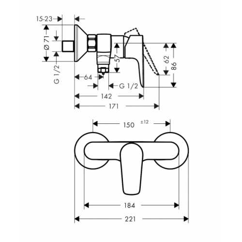 Mitigeur de douche mécanique TALIS E - 71760000** 71760000 Schéma