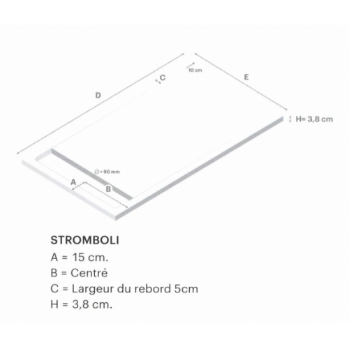 Receveur STROMBOLI en Nano-coating Gris Ciment - 100x80 cm Stromboli Schéma Receveur STROMBOLI en Nano-coating Gris Ciment - 100x80 cm Stromboli Schéma