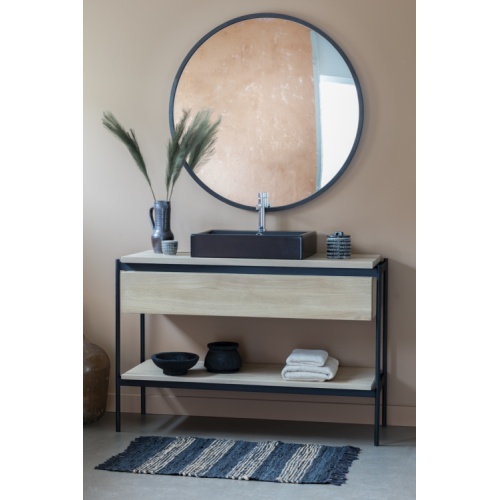 Meuble simple vasque BLACKLINE en Chêne Huilé Naturel - 109 cm