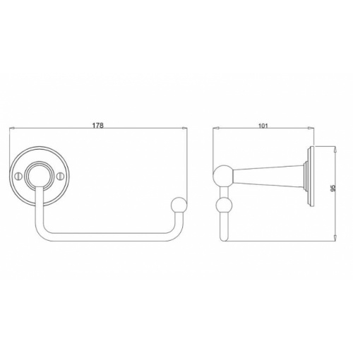 Porte-papier toilette Burlington sans cache Chromé Porte Papier Schéma Porte-papier toilette Burlington sans cache Chromé Porte Papier Schéma