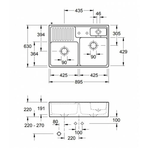 Évier à poser céramique TRADITION Blanc - Vidage manuel Evier Tradition VB Évier à poser céramique TRADITION Blanc - Vidage manuel Evier Tradition VB