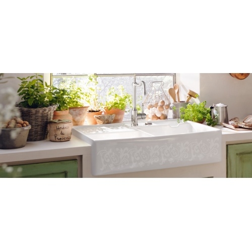 Évier à poser céramique TRADITION Blanc - Vidage manuel spuelstein-doppel-kitchen Évier à poser céramique TRADITION Blanc - Vidage manuel spuelstein-doppel-kitchen