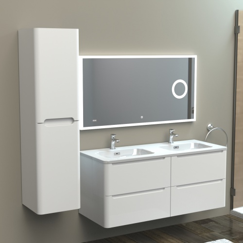 Meuble Simple Vasque 120cm Toola Blanc Brillant Sans Miroir