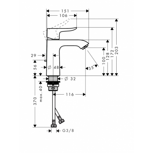 Mitigeur de lavabo METRIS 110 avec vidage tirette 31080** 31080000 Schéma Mitigeur de lavabo METRIS 110 avec vidage tirette 31080** 31080000 Schéma