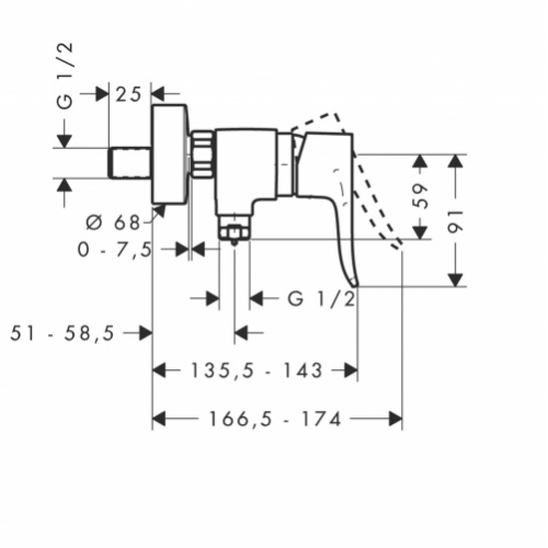 Mitigeur de douche METRIS 31680** 31680000 Schéma