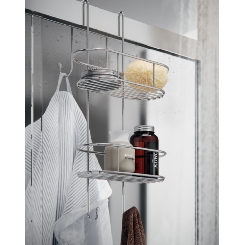 Porte-objets TITO 2 bacs arrondis pour paroi de douche - Chromé TITO-tondo Porte-objets TITO 2 bacs arrondis pour paroi de douche - Chromé TITO-tondo