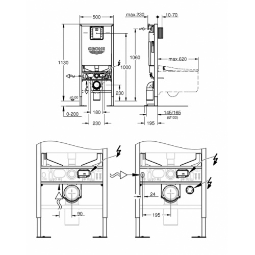Pack WC suspendu Japonais SENSIA GROHE Schéma RAPID SLX Pack WC suspendu Japonais SENSIA GROHE Schéma RAPID SLX