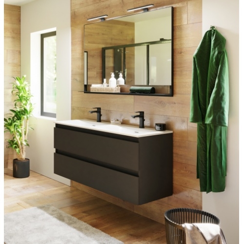 Meuble double vasque 120 cm RIVAGE Opale Noir RIVAGE_Opale_Noir Meuble double vasque 120 cm RIVAGE Opale Noir RIVAGE_Opale_Noir