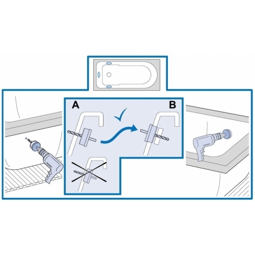 Baignoire à encastrer OBERON 190x90 cm - SANS tablier Trou trop plein OBERON