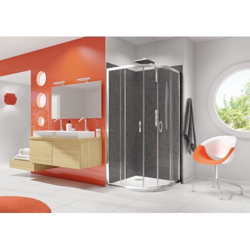 Paroi 1/4 de rond SUPRA II 90x90cm - Profilé Chromé Paroi 1/4 de rond SUPRA II 90x90cm - Profilé Chromé