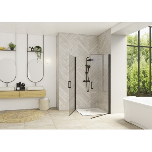 Paroi simple pivotante SOLO P Noir Grainé - 85 cm Smart Design AP x2  Paroi simple pivotante SOLO P Noir Grainé - 85 cm Smart Design AP x2