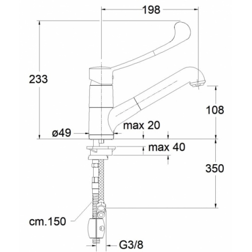 Mitigeur de lavabo CLINIC avec douchette (PMR) NL23151 Schéma Mitigeur de lavabo CLINIC avec douchette (PMR) NL23151 Schéma