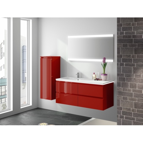 Meuble simple vasque décalé GLOSS 120 cm Chili Brillant