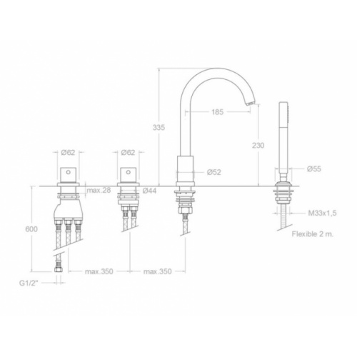 Robinetterie de bain encastrée ALEXIA 363302TM Schéma Robinetterie de bain encastrée ALEXIA 363302TM Schéma