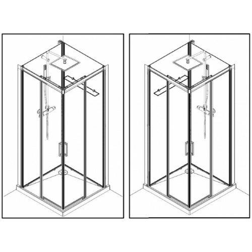 Cabine de douche BROOKLYN 90x90 cm - Portes coulissantes C90 Install Reversible Couliss Cabine de douche BROOKLYN 90x90 cm - Portes coulissantes C90 Install Reversible Couliss