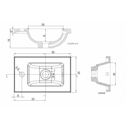 Lave-mains VIGO Noir Brillant PLan VIGO Schéma Lave-mains VIGO Noir Brillant PLan VIGO Schéma