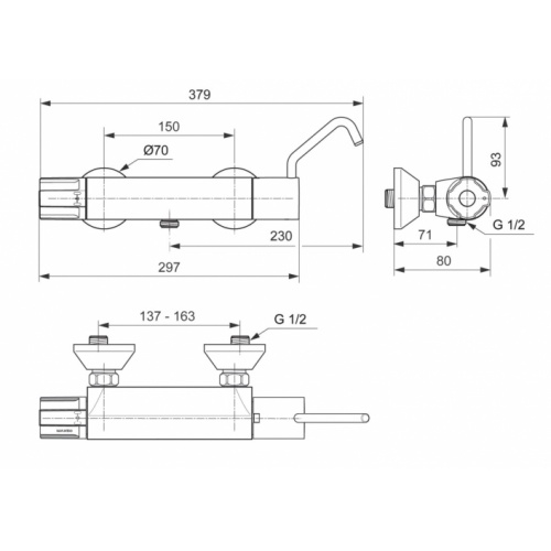Mitigeur de douche thermostatique OKYRIS Clinic SCT Porcher_D2457 Mitigeur de douche thermostatique OKYRIS Clinic SCT Porcher_D2457