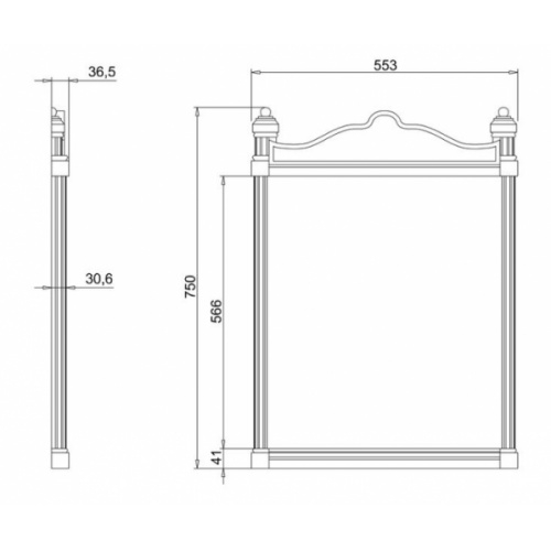 Miroir Rétro Aluminium Noir - 550x750 mm Miroir T47 Schéma Miroir Rétro Aluminium Noir - 550x750 mm Miroir T47 Schéma