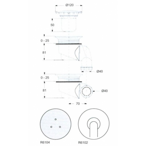 Bonde pour receveur de douche - R6102AA R6102AA Schéma Bonde pour receveur de douche - R6102AA R6102AA Schéma