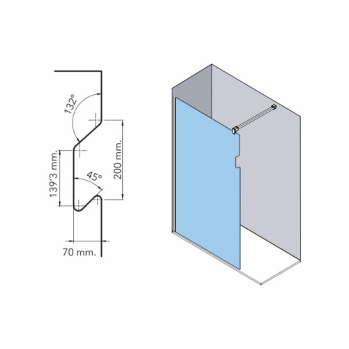 Paroi fixe OV-2000 avec porte serviette intégré - 120cm Gauche** Porte serviette schéma Paroi fixe OV-2000 avec porte serviette intégré - 120cm Gauche** Porte serviette schéma