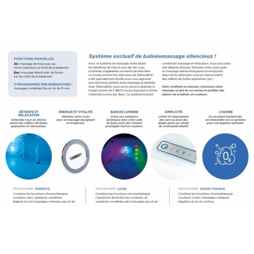 Baignoire asymétrique balnéo CONGA - Tête à Droite - Silence & Air Silence et Air Baignoire asymétrique balnéo CONGA - Tête à Droite - Silence & Air Silence et Air