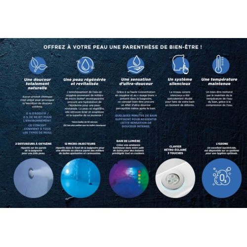 Baignoire balnéo ZUMBA 180x80cm - Tête à Droite - Oxygen Pool Air Système Oxygen Pool Air