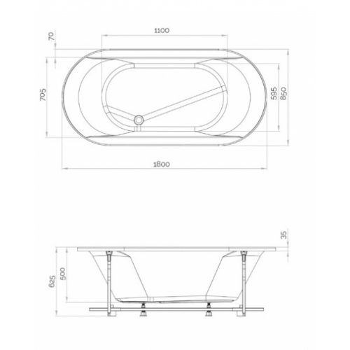 Baignoire îlot balnéo OVVIO - Tête à Gauche - Air Hotel ovvio-180
