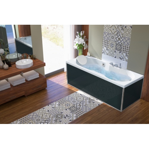 Baignoire balnéo ROMANZA 170x75 - Tête à Gauche - Silence Mix Color Romanza Vitalité _tablier verre noir-Gauche Baignoire balnéo ROMANZA 170x75 - Tête à Gauche - Silence Mix Color Romanza Vitalité _tablier verre noir-Gauche