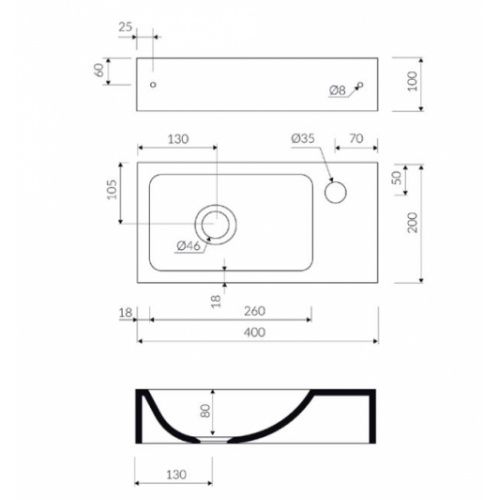 Lave-mains MODULO Steel MOD03 BLB Schéma Lave-mains MODULO Steel MOD03 BLB Schéma