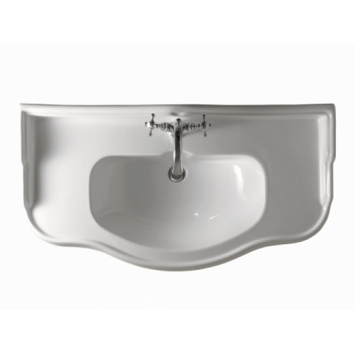 Ensemble lavabo rétro céramique (1 trou) + piétement chromé Parigi WPG10509